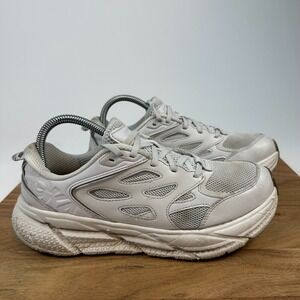 Womens Hoka One One U Clifton‎ Gray Leather L Athletics Running Shoes Size 9.5